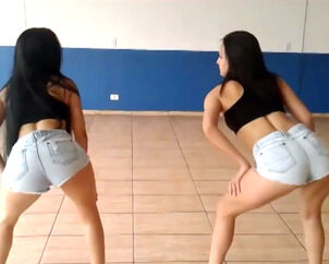 Latin damsels showcase bum dirty dancing and wiggling