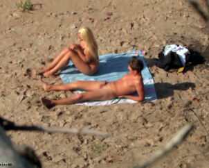 First-timer big-titted gal pounding with beau on the beach