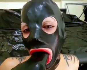 Spandex marionette fistied in jaws and mouthfuck