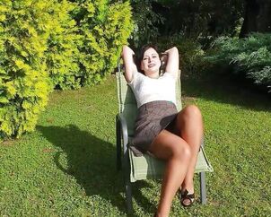 Nylons and glass faux-cock in the sun