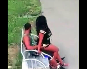 Dark-hued duo humps on park bench not knowing that they are